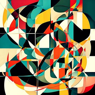 Abstract geometrisch verloren emoties kleurrijk schilderij van ComfortQ