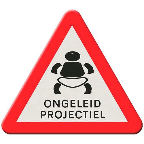 Waarschuwingsbord - Ongeleid projectiel Kleuter at large.