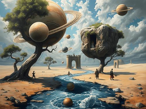 The river between two worlds, surrealism by Jolique Arte