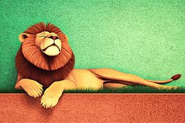 Bunter Löwe im modernen Stil von Art & Soul Creations