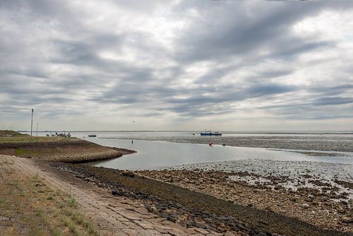 Schilderachtig beeld van de Oosterschelde bij eb