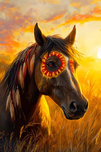Paard in de zonsondergang