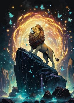 Majestic Lion with Butterflies by MIROKKU
