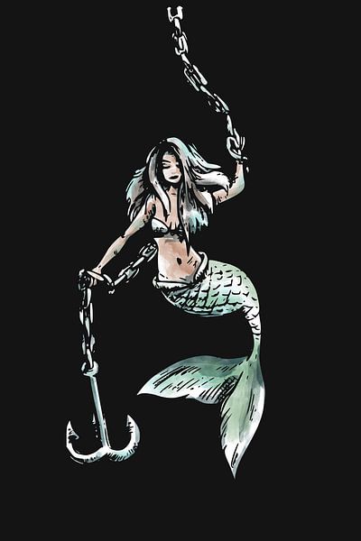 Sturdy mermaid with necklace in her hand by Emiel de Lange
