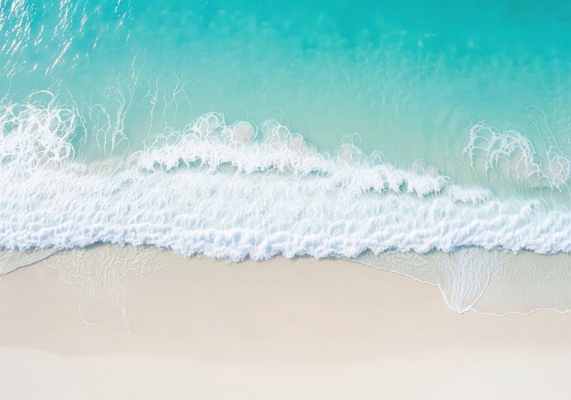 Aerial View of White Sand Beach with Waves by Markus Gann