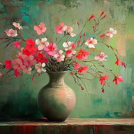 Schwebende rosa-rote Blüten von Wunderbare Kunst