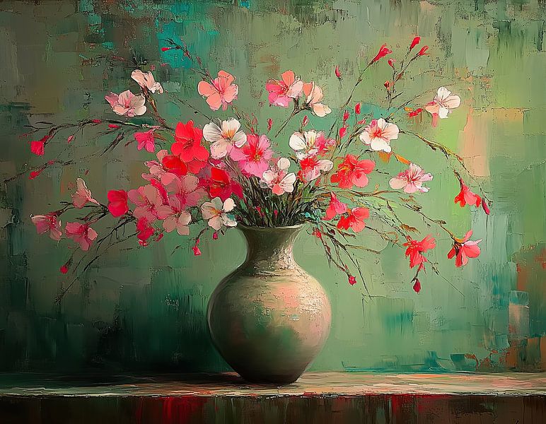 Fleurs flottantes roses et rouges par Art Merveilleux