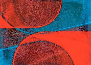 Lumineux Mid Century Bauhaus Formes Corail sur FRESH Fine Art