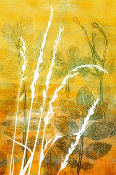 Goudgeel en groen met grassen van Lida Bruinen
