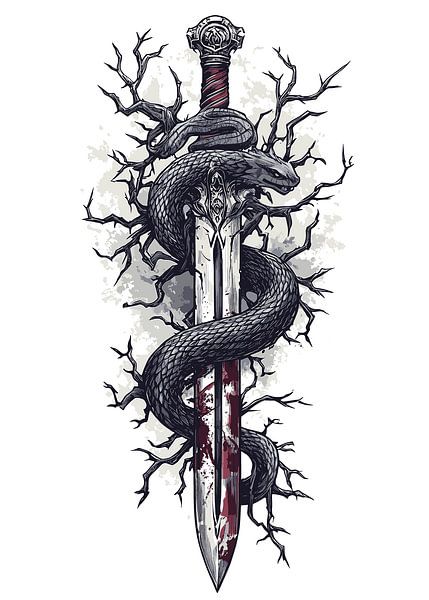 Épée mystique avec serpent et épines par Pixelbull Design