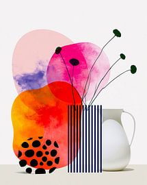 Abstract floral still life in pink and orange by May