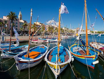 Bateaux de pêche traditionnels dans le port, Sanary sur Mer, France sur Rene van der Meer
