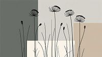 Abstract Japandi | Flowers in the grass