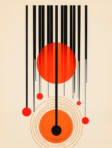 Composition géométrique en rouge et noir par Poster Art Shop