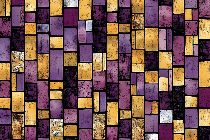 Kleurrijke abstracte rechthoekige patronen op canvas van Art & Soul Creations