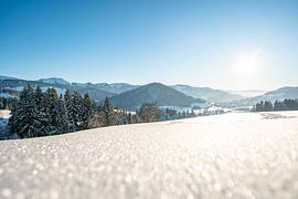 Sunset with a view of Oberstaufen, Staufen, Säntis and the Hochgrat by Leo Schindzielorz