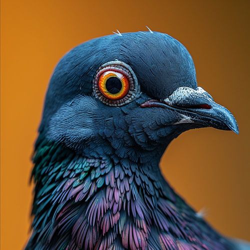 Gros plan sur la tête et le cou d'un pigeon'