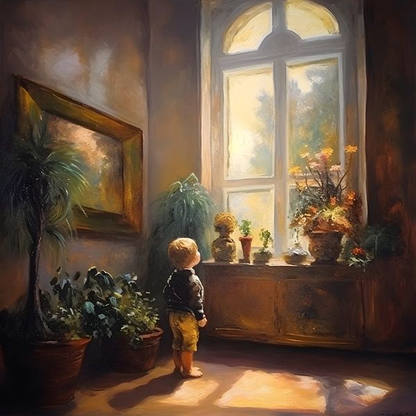 Boy looks outside by Artsy