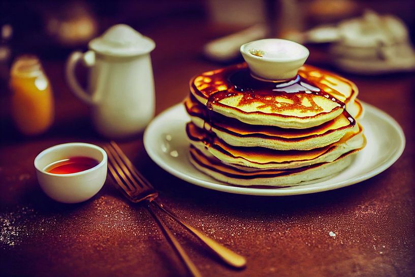 Pancakes mit Sirup, Frühstück Illustration von Animaflora PicsStock