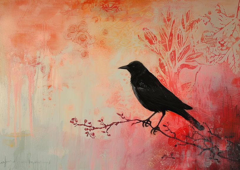Red Crow Art | Scarlet Watcher&#039;s Domain von Kunst Laune