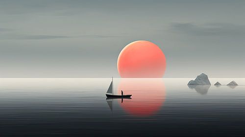 Tijdloos minimalisme: Zeilen naar de Ondergaande Zon
