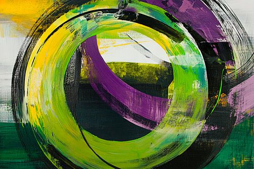 Abstracte kleurencirkels in groen en paars