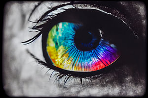 Auge in Regenbogenfarbe, Art Illustration