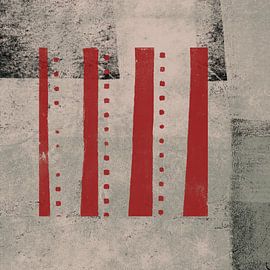 Red stripes. Modern abstract art. by Dina Dankers