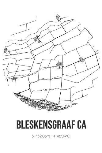 Bleskensgraaf ca (Süd-Holland) | Karte | Schwarz-Weiß