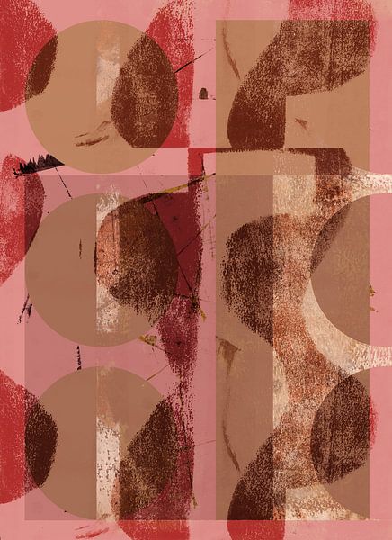 Abstrakte Formen und Linien in Rosa und warmen Rosttönen Nr. 2 von Dina Dankers