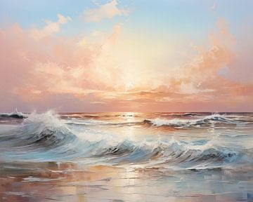 Brechende Wellen | Strand Sonnenuntergang von Wunderbare Kunst