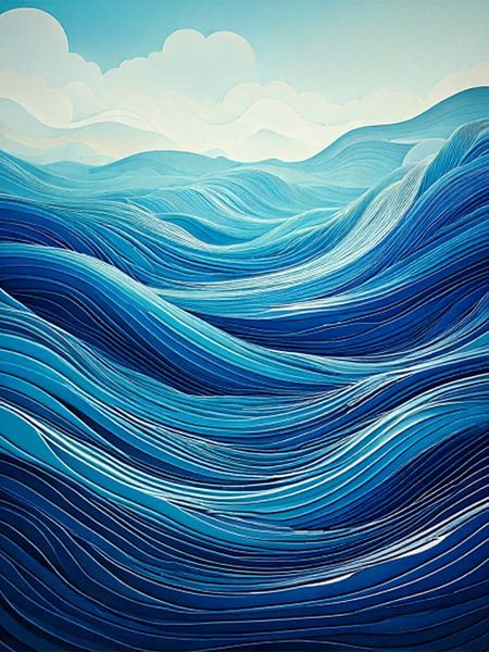 Abstract Swirling Ocean Waves Art by rendyokt rendy