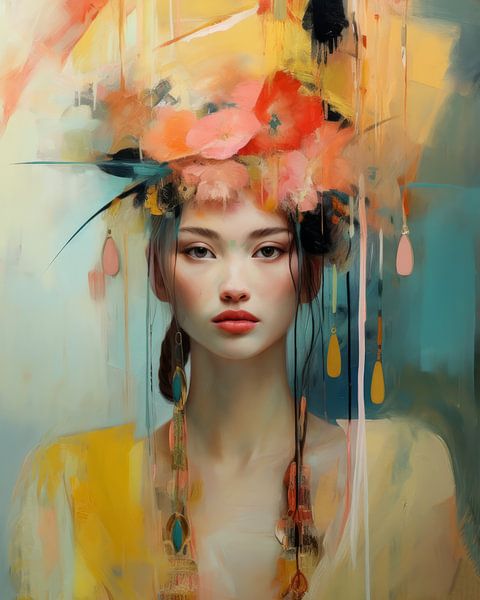 Digitales Kunstporträt &quot;Ich liebe Farbe&quot; von Carla Van Iersel