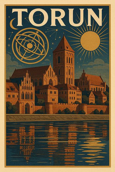 Torun Skyline Kunstdruck - Gotische Kathedrale &amp; Kopernikus Astrolabium Poster von Travel Shop