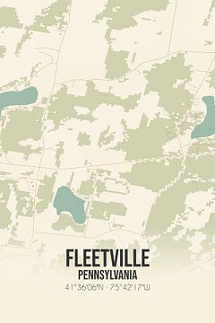 Vintage landkaart van Fleetville (Pennsylvania), USA. van Rezona