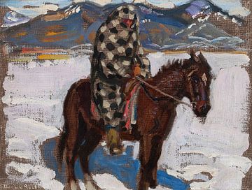 Native American te paard in de sneeuw, 1925, Akseli Gallen-Kallela