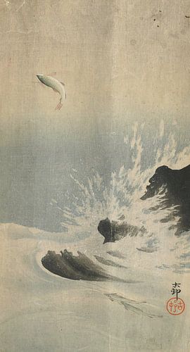 Springende vis, Ohara Koson