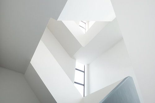 Abstract white staircase with windows