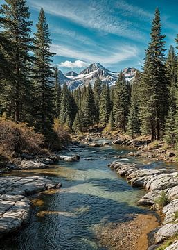 Alpine Serenity Een bergstroom van Demiourgos