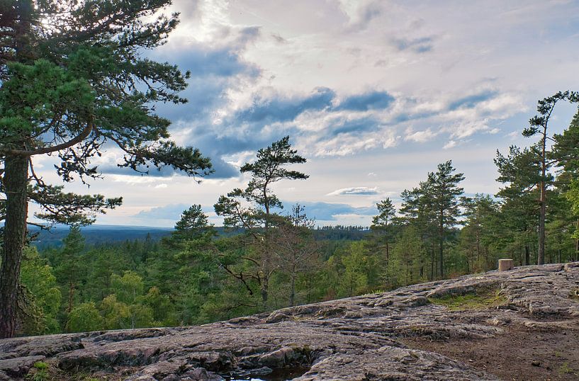 Skurugata dans le Småland, Suède. Point de vue avec vue sur les forêts en Scandinavie. par Martin Köbsch