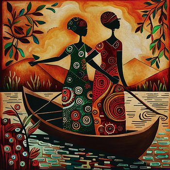 Femmes africaines dans un bateau