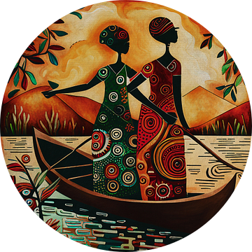 Afrikaanse vrouwen in een boot van Jan Keteleer