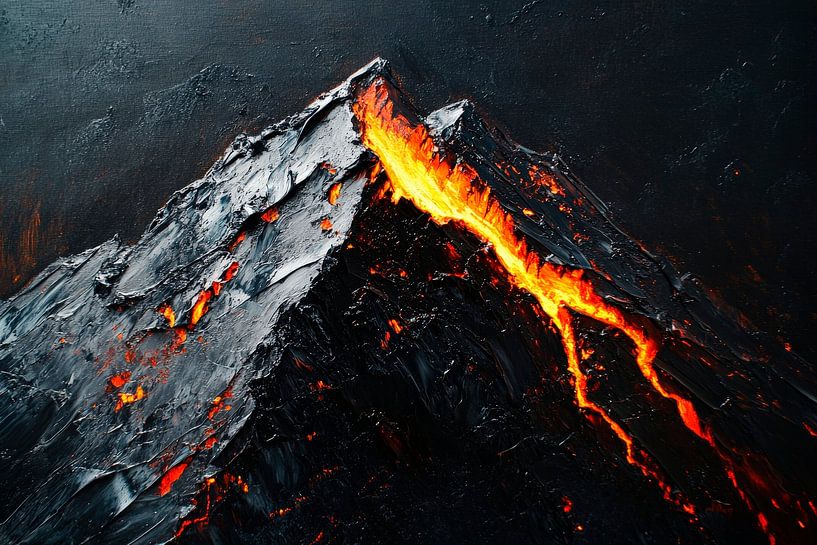 Vulkan mit fließender Lava von Poster Art Shop
