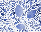 Aquarel takken blauw van Angela Minca thumbnail