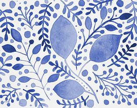 Watercolor branches blue by Angela Minca