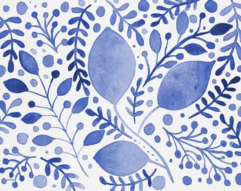 Aquarel takken blauw
