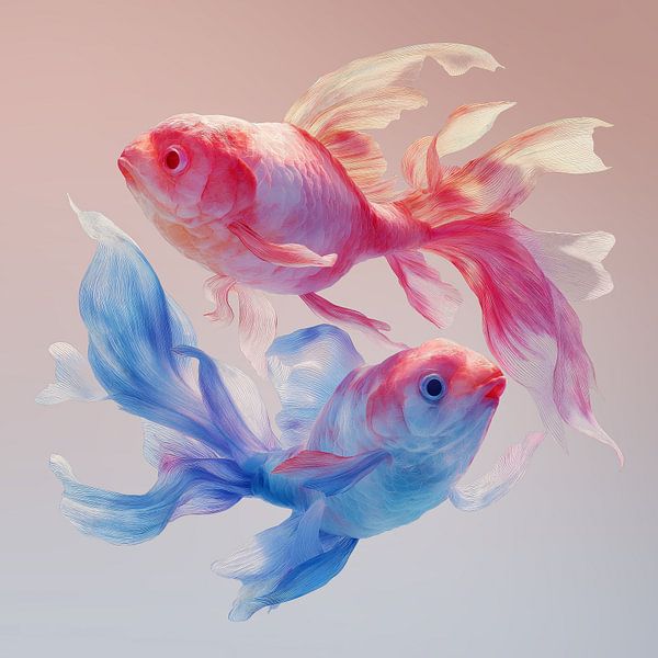 Betta-Fische in Rot und Blau von ARTemberaubend