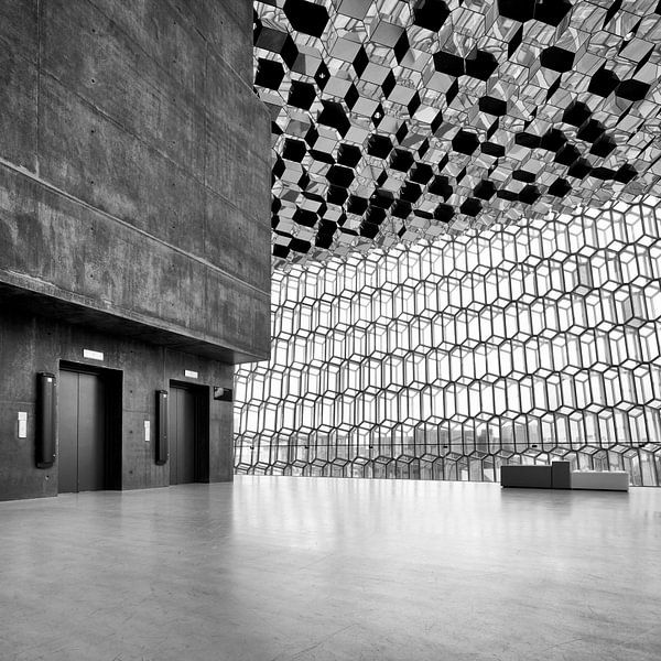 Innenbereich der Harpa Concert Hall, Reykjavik. von David Bleeker