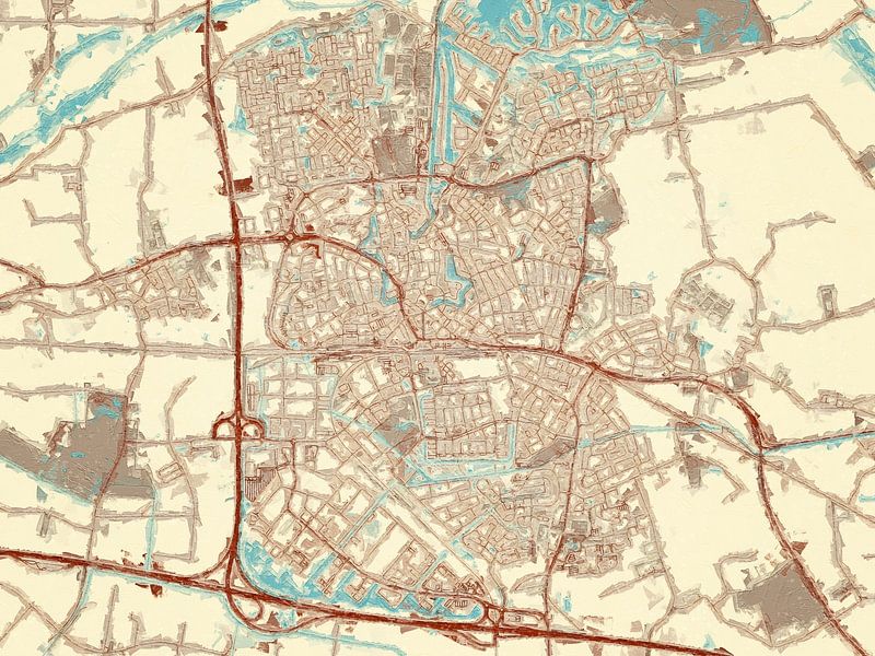 Map of Goes in the style Blue &amp; Cream by De Kaartenwinkel