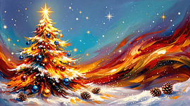 Christmas tree bathed in a blaze of colour by AidasignArt